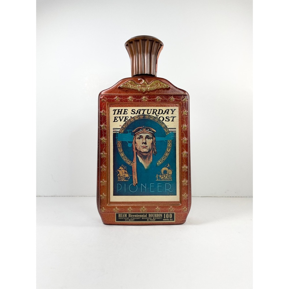Vtg Jim Beam Bicentennial Pioneer Edition‎ Bourbon glass bottle 1976